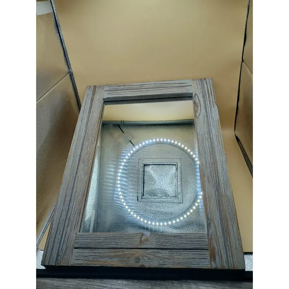 Rustic Wall Mirror Wood Frame Rectangle Farmhouse Decor 16 X 11 1/2 Inches